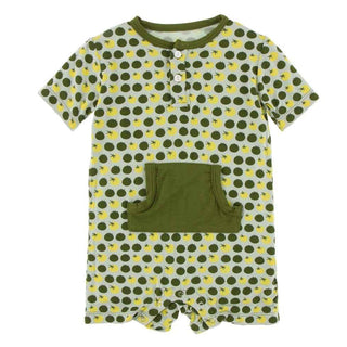 Print Bamboo Short Sleeve Kangaroo Romper - Aloe Tomatoes Baby One-Pieces