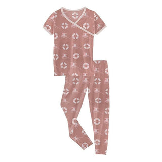 Print Bamboo Short Sleeve Kimono Pajama Set - Antique Pink Lifeguard Baby & Toddler Sleepwear