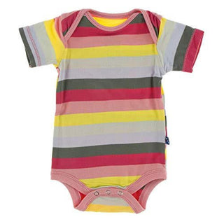 Print Bamboo Short Sleeve One Piece - Biology Stripe Baby One-Pieces