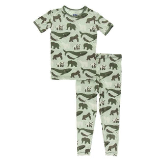 KicKee Pants Print Short Sleeve Pajama Set - Aloe Endangered Animals | Stylish Sleepies offer designs that make bedtime beautiful.