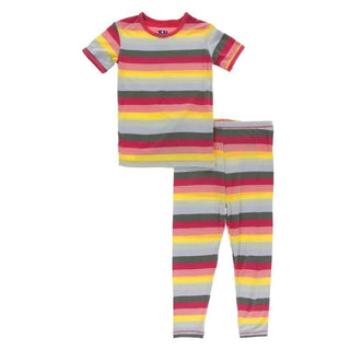 Print Bamboo Short Sleeve Pajama Set - Biology Stripe Baby & Toddler Sleepwear