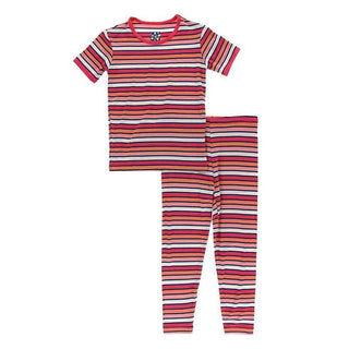 KicKee Pants Print Short Sleeve Pajama Set - Botany Red Ginger Stripe | Stylish Sleepies offer designs that make bedtime beautiful.