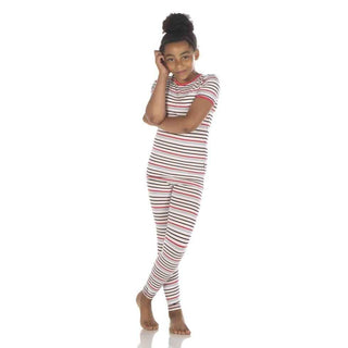 Print Bamboo Short Sleeve Pajama Set - Chemistry Stripe KicKee Pants