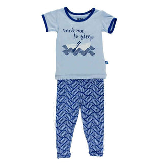 KicKee Pants Print Short Sleeve Pajama Set, Kite Water Lattice | Stylish Sleepies offer designs that make bedtime beautiful.