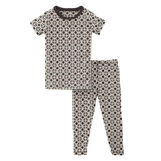 KicKee Pants Print Short Sleeve Pajama Set - Midnight Box Lattice | Stylish Sleepies offer designs that make bedtime beautiful.