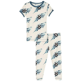 Print Bamboo Short Sleeve Pajama Set - Natural Soccer Splash Baby & Toddler Sleepwear