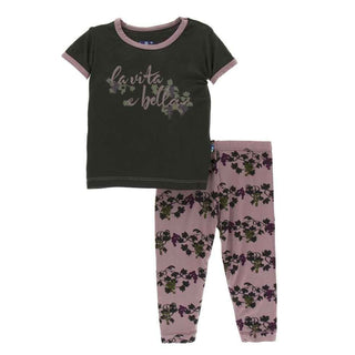 Print Bamboo Short Sleeve Pajama Set - Raisin Grape Vines Baby & Toddler Sleepwear