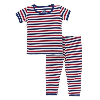 Print Bamboo Short Sleeve Pajama Set, USA Stripe Baby & Toddler Sleepwear