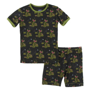 KicKee Pants Print Short Sleeve Pajama Set with Shorts - Zebra Venus Flytrap | Stylish Sleepies offer designs that make bedtime beautiful.