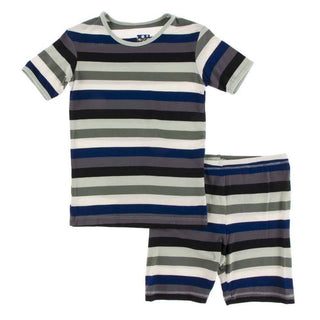 Print Bamboo Short Sleeve Pajama Set with Shorts - Zoology Stripe Baby & Toddler Sleepwear