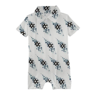 Print Bamboo Short Sleeve Polo Romper - Natural Soccer Splash Baby One-Pieces