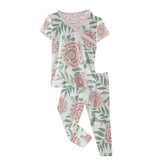 Print Bamboo Short Sleeve Scallop Kimono Pajama Set - Fresh Air Florist Baby & Toddler Sleepwear