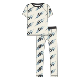 Print Bamboo Short Sleeve Sport Pajama Set - Natural Soccer Splash Baby & Toddler Sleepwear