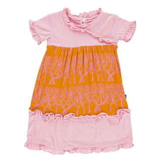 Print Bamboo Short Sleeve Tea Dress, Sunset Fireflies Baby & Toddler Dresses