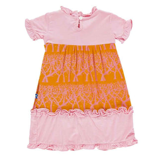 Print Bamboo Short Sleeve Tea Dress, Sunset Fireflies Baby & Toddler Dresses