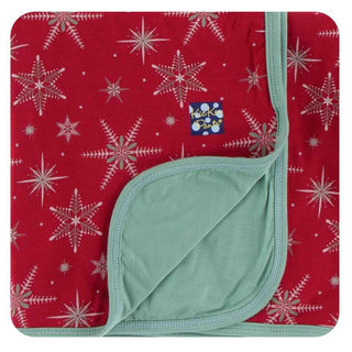 Print Bamboo Stroller Blanket - Crimson Snowflakes, One Size Swaddling & Receiving Blankets