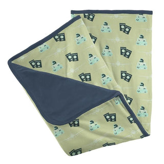 Print Bamboo Stroller Blanket - Field Green Travel Guide, One Size Swaddling & Receiving Blankets