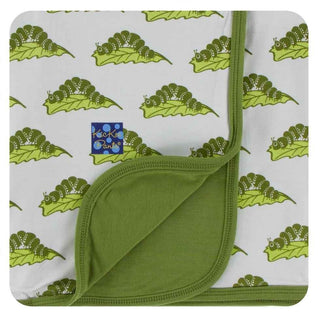 Print Bamboo Stroller Blanket - Natural Caterpillars, One Size Swaddling & Receiving Blankets