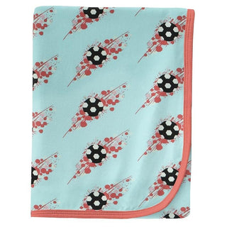 KicKee Pants Print Swaddling Blanket - Summer Sky Soccer Splash, One Size