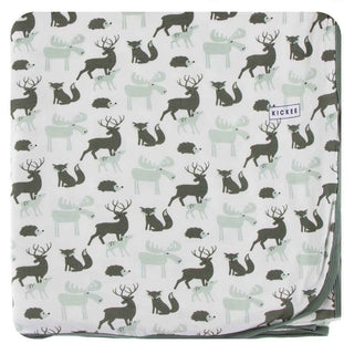 Print Throw Blanket - Natural Forest Animals, One Size Swaddling & Receiving Blankets