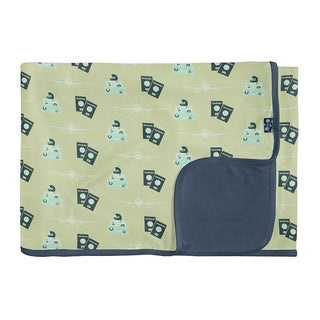 Print Bamboo Toddler Blanket - Field Green Travel Guide, One Size Swaddling & Receiving Blankets