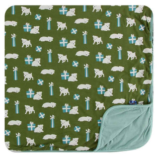 Print Bamboo Toddler Blanket - Moss Puppies and Presents, One Size Swaddling & Receiving Blankets