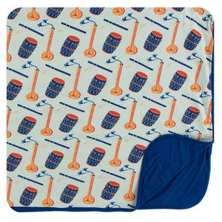 Print Bamboo Toddler Blanket - Pistachio Indian Instruments, One Size Swaddling & Receiving Blankets