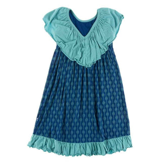 Print Bamboo Villa Dress - Navy Leaf Lattice Baby & Toddler Dresses