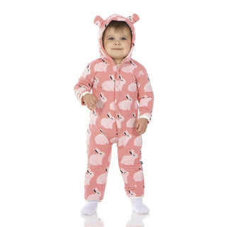 Bamboo Quilted Hoodie Coverall with Ears - Strawberry Forest Rabbit/Forest Fruit Stripe Baby & Toddler Sleepwear