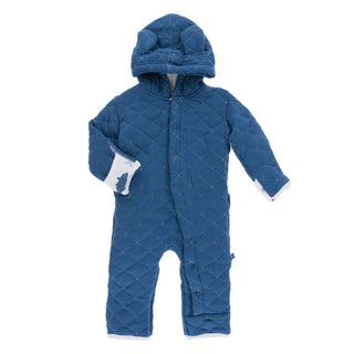 Bamboo Quilted Hoodie Coverall with Sherpa-Lined Hood - Twilight with Natural Megalodon Baby & Toddler Sleepwear