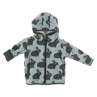 Bamboo Quilted Jacket with Sherpa-Lined Hood - Jade Forest Rabbit/Stone Baby & Toddler Outerwear