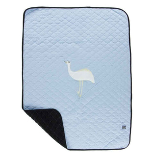 Bamboo Quilted Stroller Blanket with Applique - Pond Emu, One Size Swaddling & Receiving Blankets