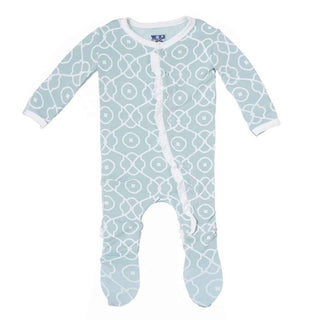 KicKee Pants Ruffle Footie Pajama, Jade Symphony | Stylish Sleepies offer designs that make bedtime beautiful.