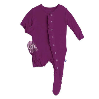 Solid Bamboo Ruffle Footie with Snaps, Melody Baby & Toddler Sleepwear