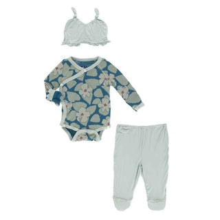 KicKee Pants Ruffle Kimono Newborn Gift Set - Oasis Hibiscus