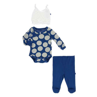 Bamboo Ruffle Kimono Newborn Gift Set with Elephant Gift Box - Navy Mod Dot Baby & Toddler Outfits