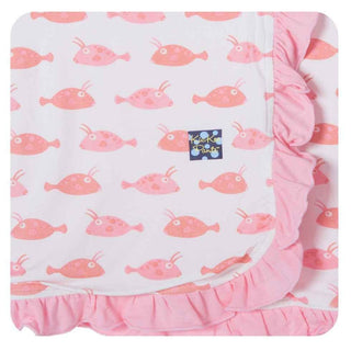 KicKee Pants Ruffle Stroller Blanket- Girl Cowfish