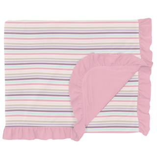 Kickee Pants Ruffle Double Layer Throw Blanket - Ice Cream Stripe | Baby Riddle