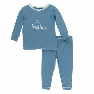 Bamboo Short Sleeve Applique Pajama Set - Blue Moon Big Brother (21S1) KicKee Pants