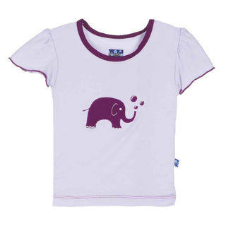 KicKee Pants Short Sleeve Applique Piece Puff Tee, Thistle Elephant