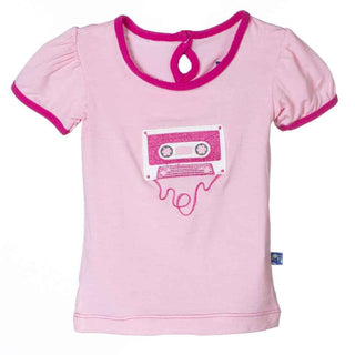 Bamboo Short Sleeve Applique Puff Tee, Lotus Cassette Tape Baby & Toddler Tops