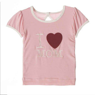 KicKee Pants Short Sleeve Applique Puff Tee, Lotus I Love Mom