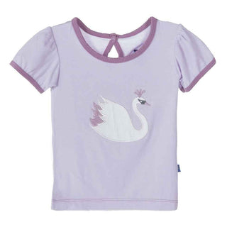 KicKee Pants Short Sleeve Applique Puff Tee, Thistle Swan Princess