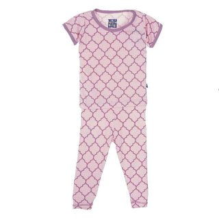 KicKee Pants Short Sleeve Girl's Pajama Set, Garden Gate Lattice | Stylish Sleepies offer designs that make bedtime beautiful.