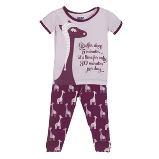 Bamboo Short Sleeve Girl's Pajama Set, Melody Giraffe Baby & Toddler Sleepwear