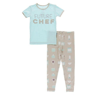 Bamboo Short Sleeve Graphic Tee Pajama Set - Burlap Kickee Kitchen Baby & Toddler Sleepwear