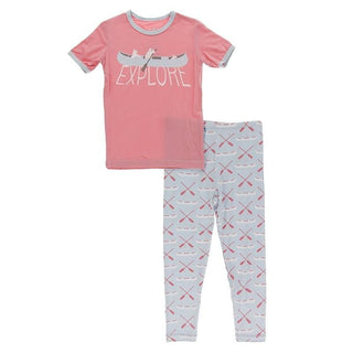 Bamboo Short Sleeve Graphic Tee Pajama Set - Dew Paddles and Canoe Baby & Toddler Sleepwear