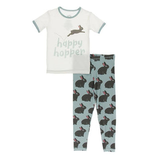 Bamboo Short Sleeve Graphic Tee Pajama Set - Jade Forest Rabbit Baby & Toddler Sleepwear