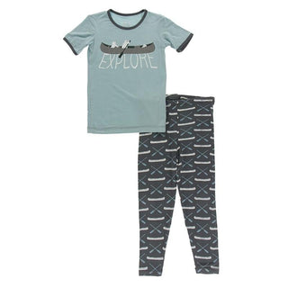 Bamboo Short Sleeve Graphic Tee Pajama Set - Stone Paddles and Canoe Baby & Toddler Sleepwear