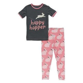 Bamboo Short Sleeve Graphic Tee Pajama Set - Strawberry Forest Rabbit Baby & Toddler Sleepwear